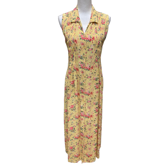 April Cornell Dresses Vintage April Cornell Yellow Floral Button